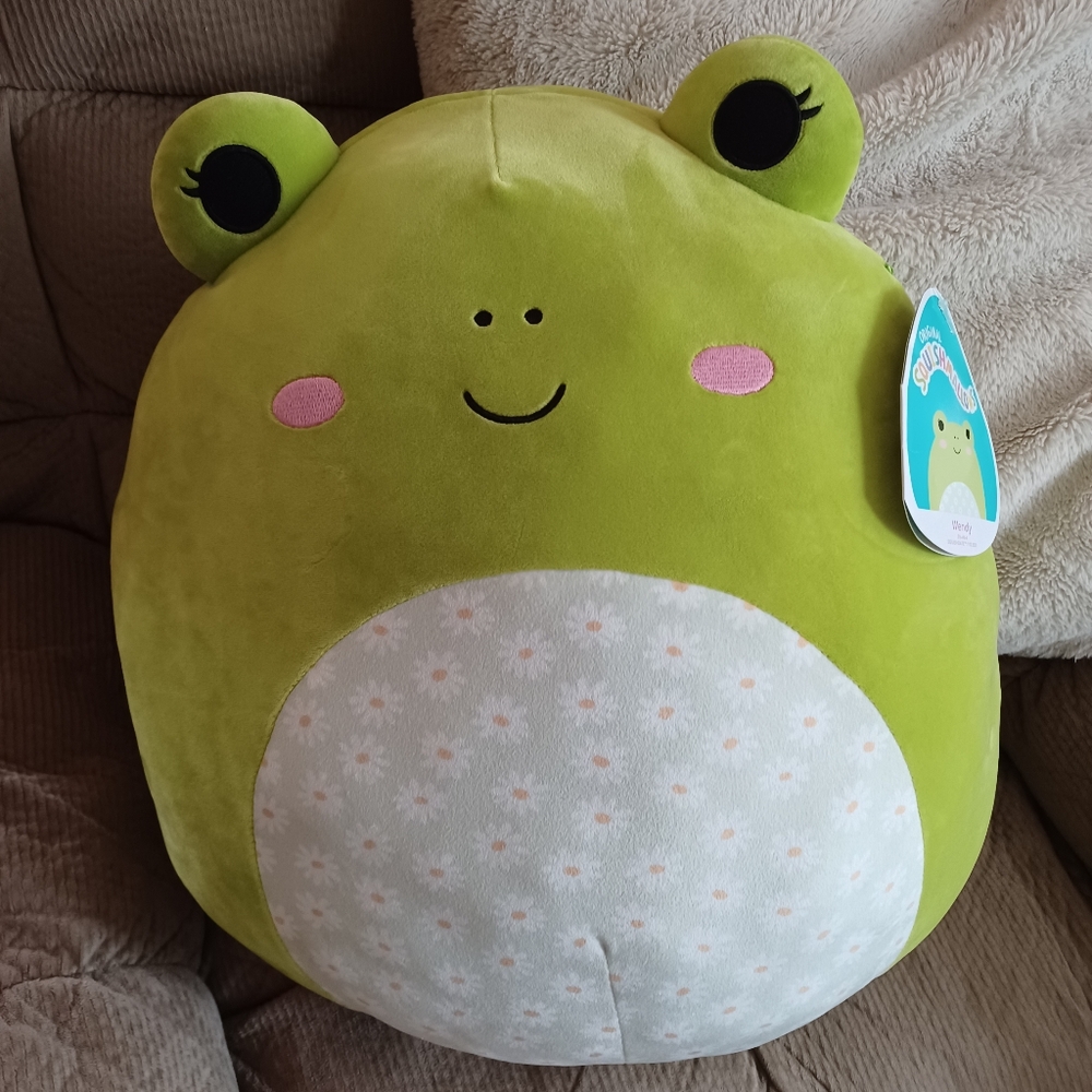 Large Squishmallow Wendy Floral Green Frog 16" NWT
